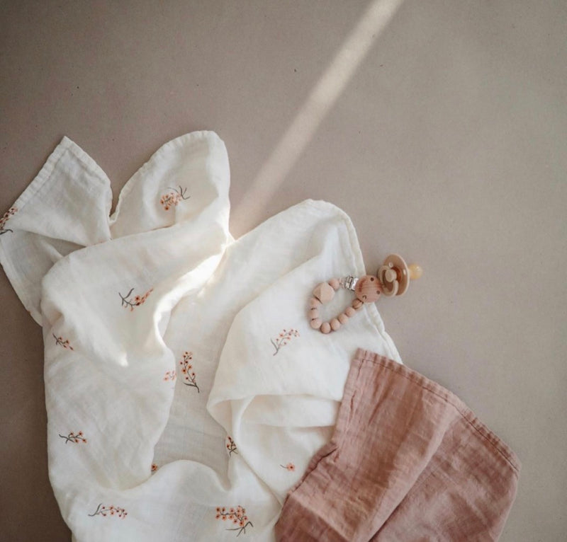 Mushie organic cotton muslin swaddle newborn baby gift vancouver