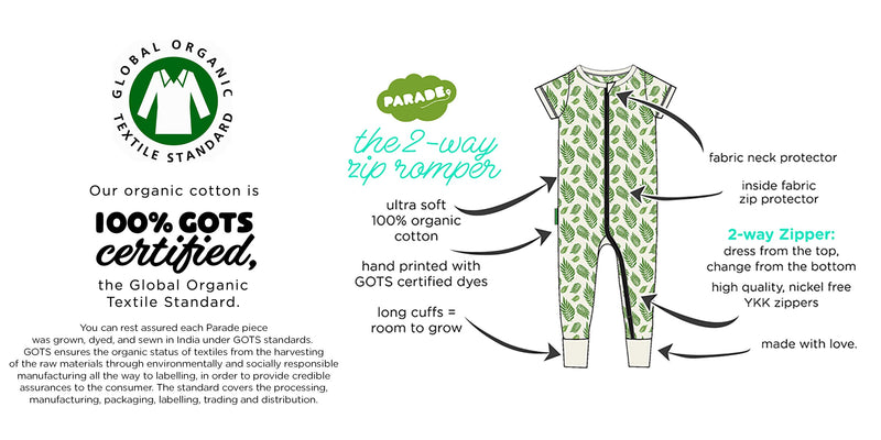 Parade Organics Baby Zipper onesie pyjamas