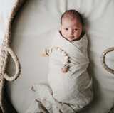 Mushie organic cotton muslin swaddle newborn baby gift vancouver