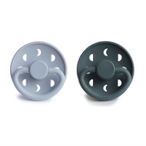 Silicone Pacifier 2-Pack | Slate & Powder Blue Moons