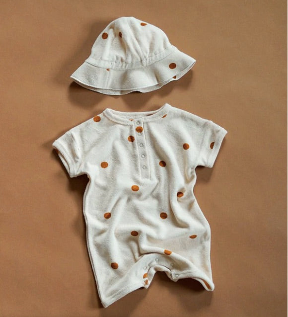 Organic cotton terry kids ad baby playsuit romper