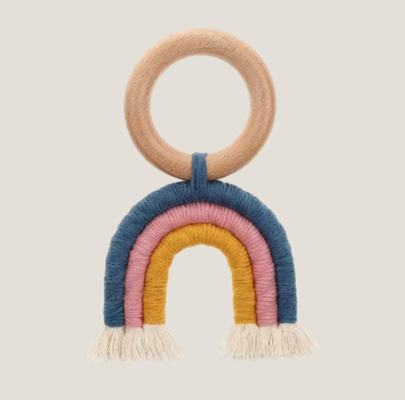 Nordic rainbow macrame teether toy Vancouver